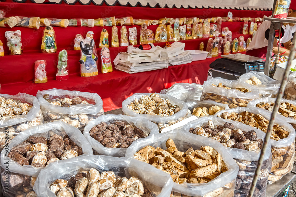 Decorated sugar dolls and cookies. Sicilian tradition. Decorated sugar dolls and cookies. Sicilian tradition.