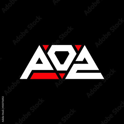 POZ triangle letter logo design with triangle shape. POZ triangle logo design monogram. POZ triangle vector logo template with red color. POZ triangular logo Simple, Elegant, and Luxurious Logo...