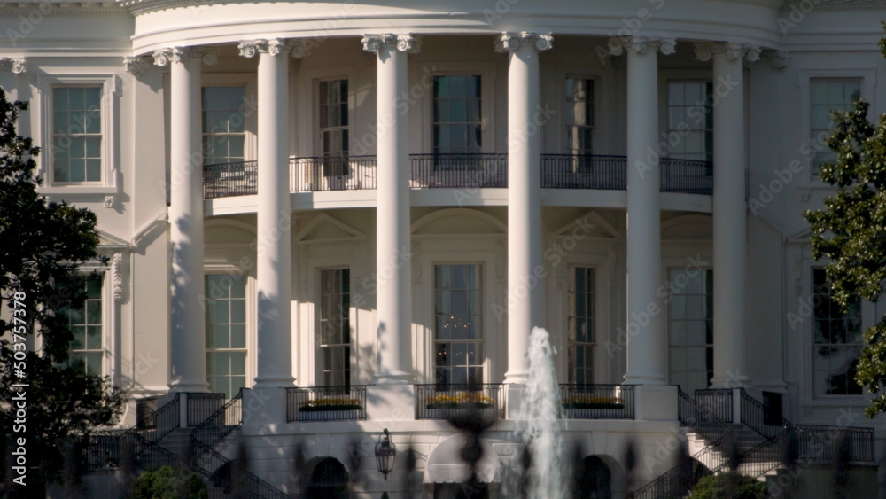 Extreme closeup of the oval office part of the presidents White House