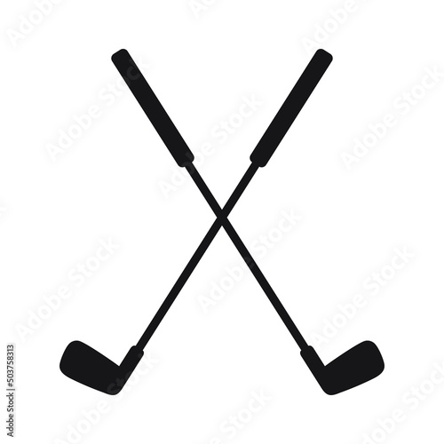 Pair of iron or wedge golf club flat vector icon for sports apps and websites