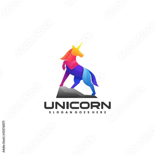Vector Logo Illustration Unicorn Gradient Colorful Style