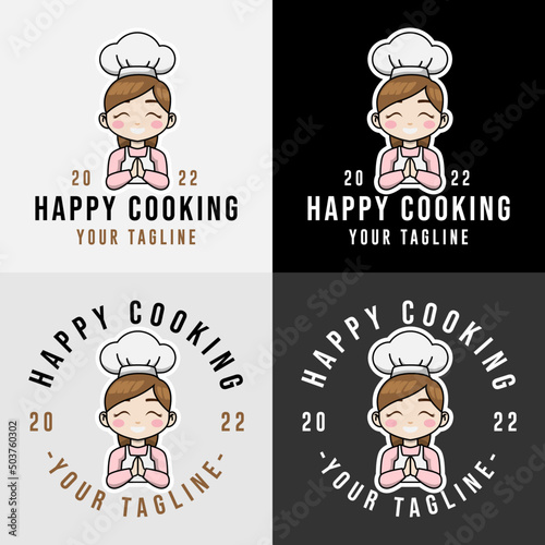 chef kitchen logo for food restaurant and cafe template