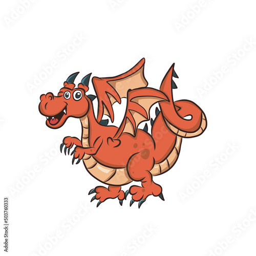 red dragon Cartoon dragon isolated on white background