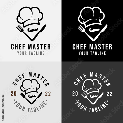 chef kitchen logo for food restaurant and cafe template