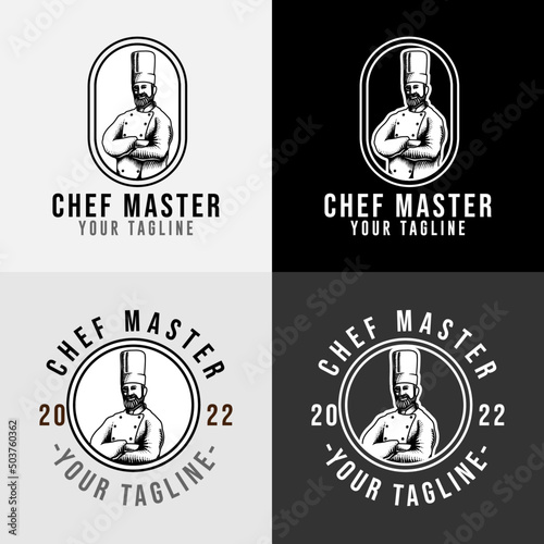 chef kitchen logo for food restaurant and cafe template