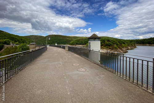 Urft Reservoir and dam at Nationalpark Eifel in Germany. photo