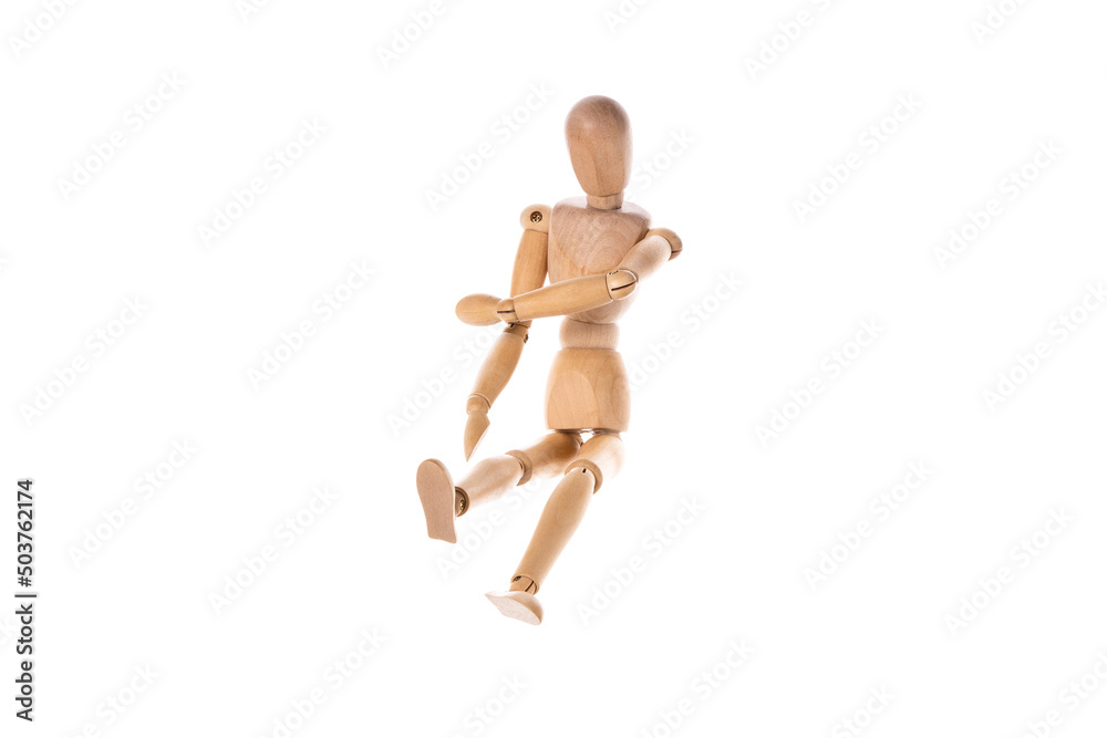wooden man sitting isolated on white background wooden man sitting isolated on white background