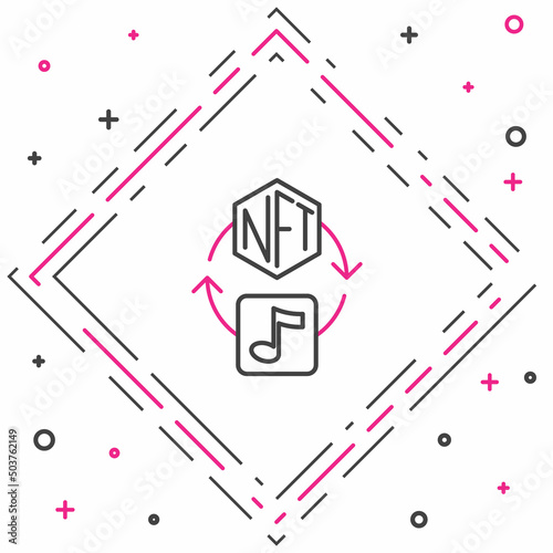 Line NFT Digital crypto art icon isolated on white background. Non fungible token. Colorful outline concept. Vector