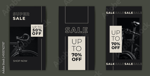 Fashion Modern social media Sale Story Template set. Vector Editable sale promotion Banner
