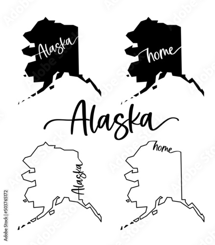 Stylized map of the U.S. state of Alaska vector illustration