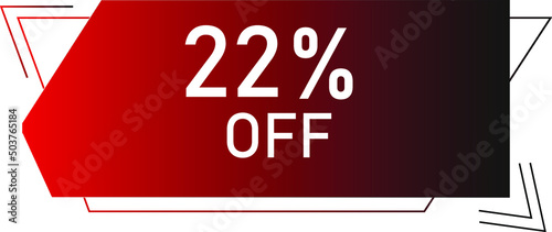22 percent off with red vector off format