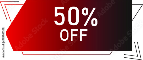 50 percent off with red vector off circle format