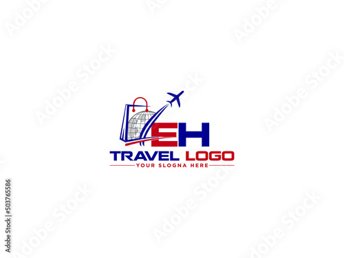 Creative EH Logo Design, Letter Eh he Logo Icon Vector Stock For Travel