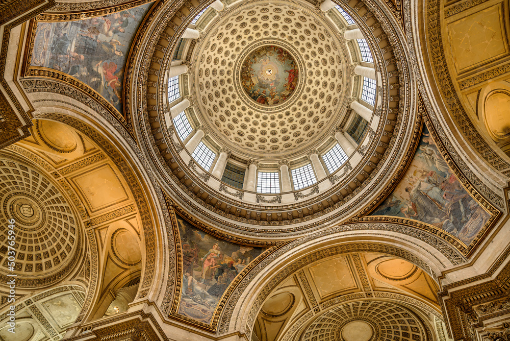 Interior and the cupola of the Panthéon in Paris, France