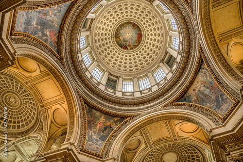 Fototapeta Interior and the cupola of the Panthéon in Paris, France