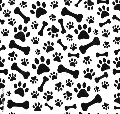 
animal paws, bones vector seamless pattern