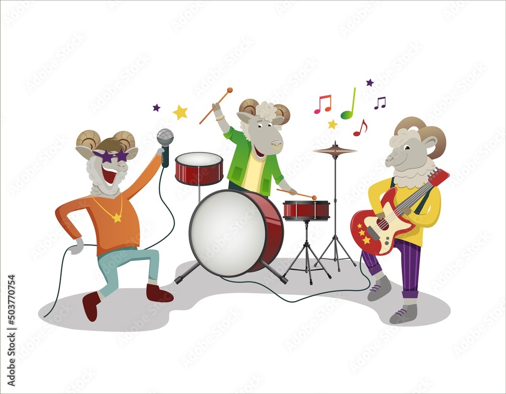 овцы музыканты с музыкальными инструментами