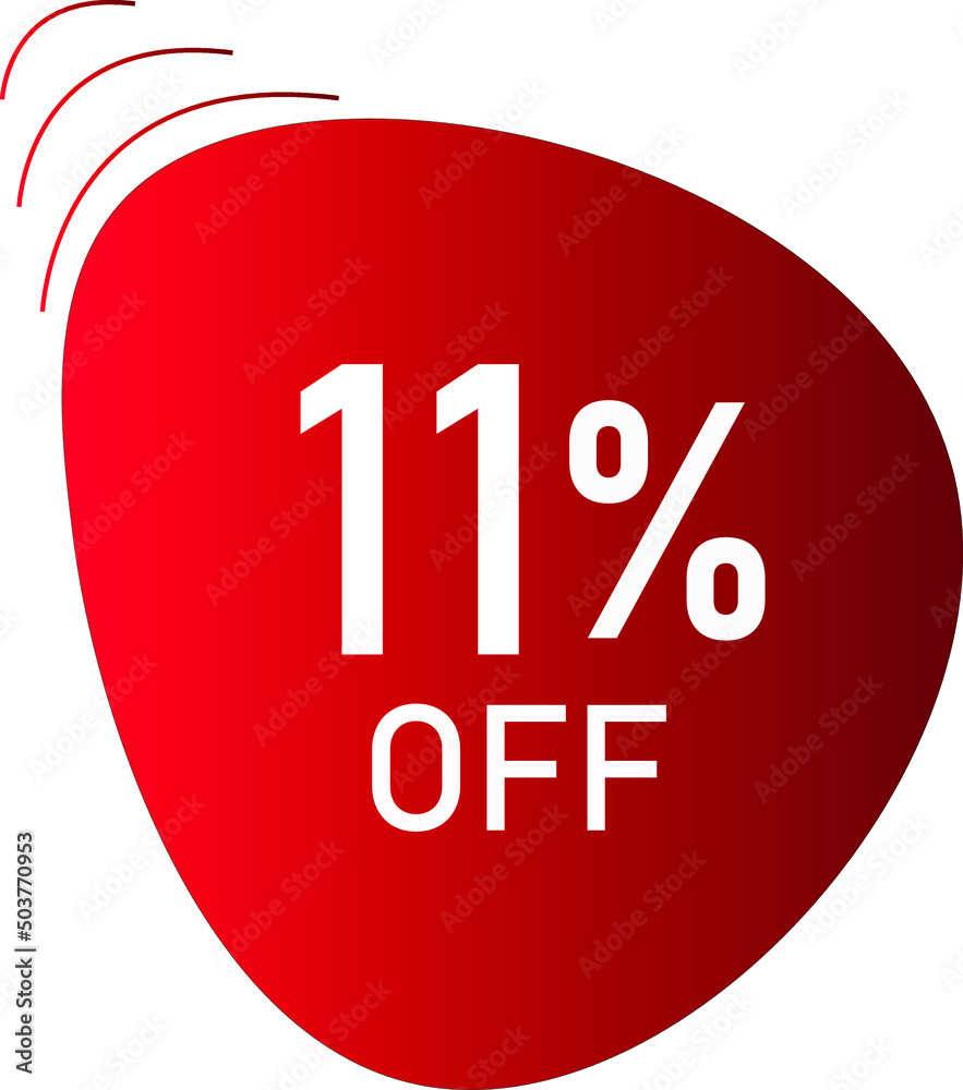 11 percent off with red vector off circle format. 11 percent off with red vector off circle format.