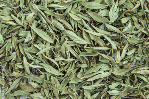 Dry thyme leaves pile background and texture