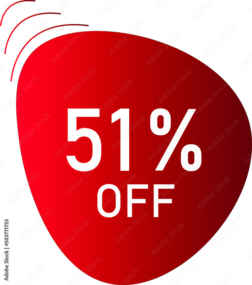 51 percent off with red vector off circle format. 51 percent off with red vector off circle format.