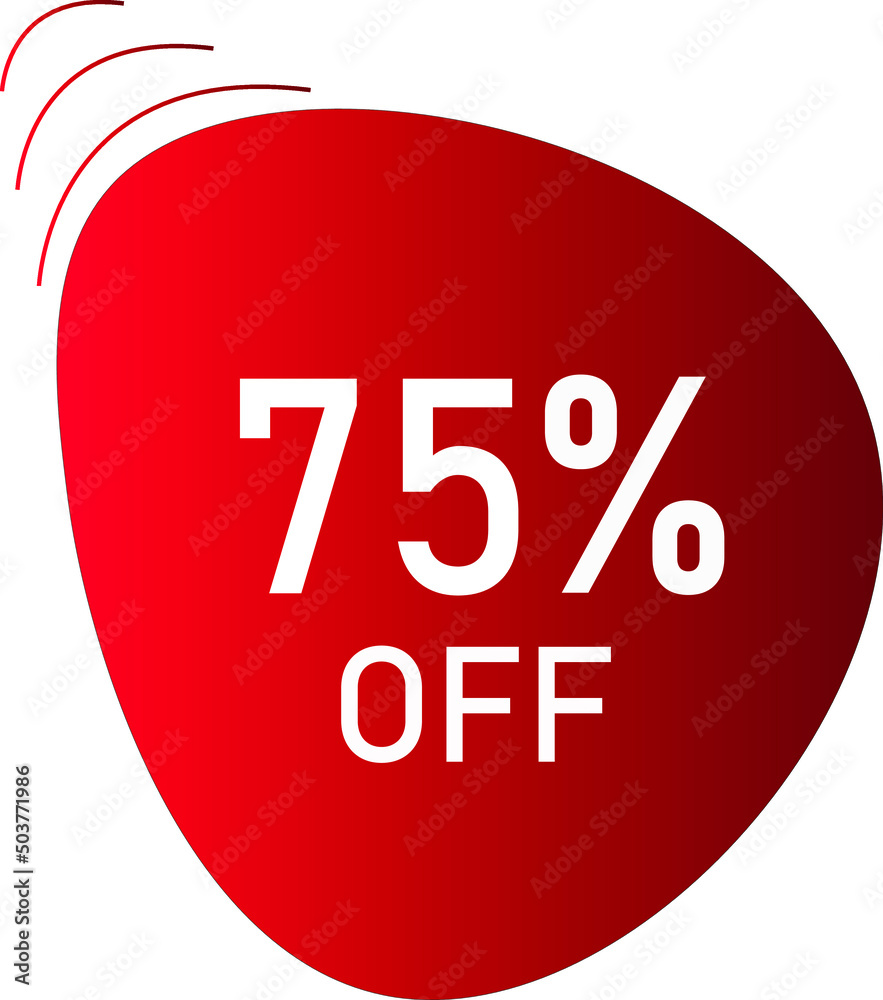 75 percent off with red vector off circle format. 75 percent off with red vector off circle format.