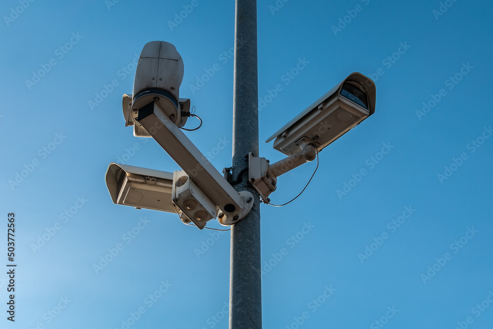 CCTV Cameras. Designed for visual control or automatic analysis of images (automatic face recognition). Close-up. CCTV Cameras. Designed for visual control or automatic analysis of images (automatic face recognition). Close-up.