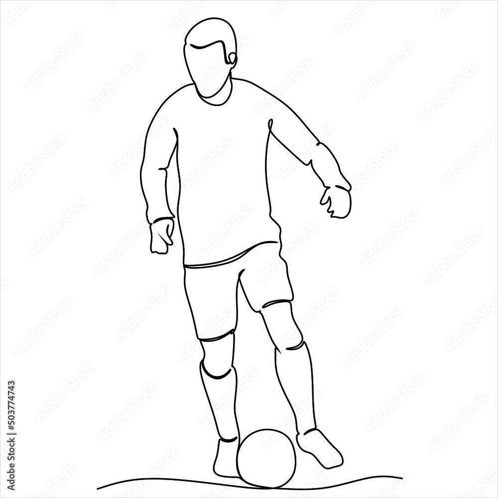 continuous line drawing of football players sports concept vector health illustrations
