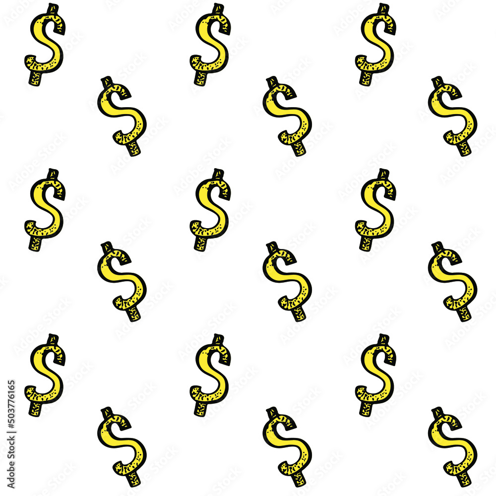 Us dollars currency pattern sketch style vector. Shopping sales hand drawn symbol isolated on white Us dollars currency pattern sketch style vector. Shopping sales hand drawn symbol isolated on white