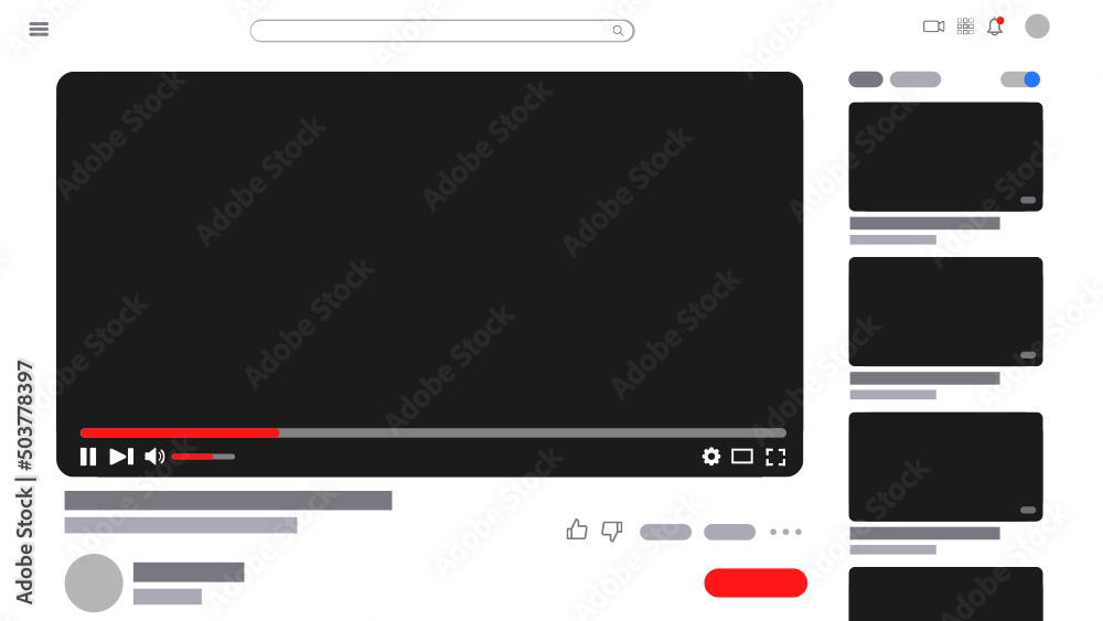 Youtube video player - Vector illustration - Mockup
