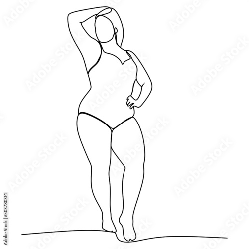 One continuous single drawing line art flat doodle yoga, lifestyle, healthy, woman, female, body positive. Isolated image hand draw contour on a white background

