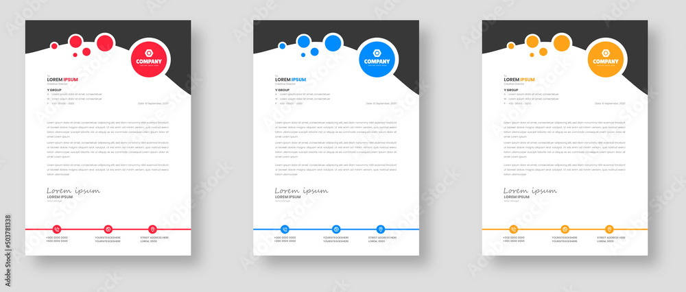 corporate modern business letterhead design template with yellow, blue and red color. letter head, letterhead, business letterhead design.