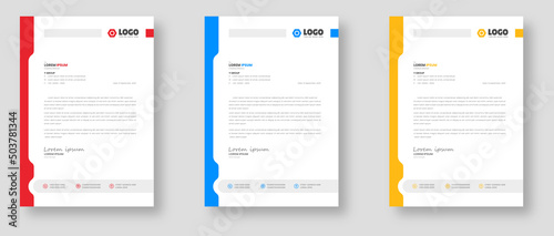 corporate modern business letterhead design template with yellow, blue and red color. letter head, letterhead, business letterhead design.