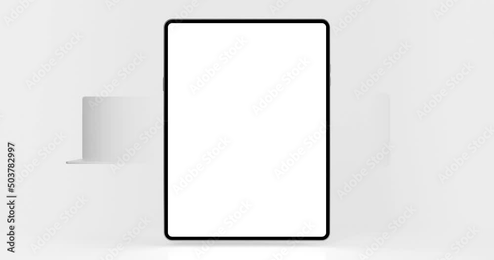Laptop, smartphone, and tablet with blank screen presentation application template for various devices - contains luma matte and chroma key