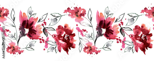 Wallpaper Mural Watercolor horizontal seamless border. High quality illustration Torontodigital.ca