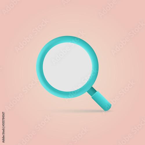 3d magnifying glass icon. Search, analysis icon. Vector