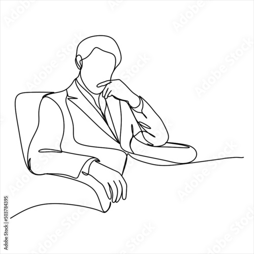Man is thinking. Vector illustration thinking man - continuous line drawing
