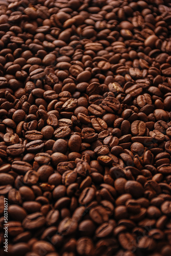 Coffe grains close up