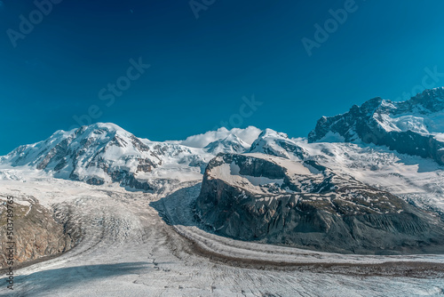 Liskamm (4.533 m) and the Gorner glacier near Zermatt, Switzerland