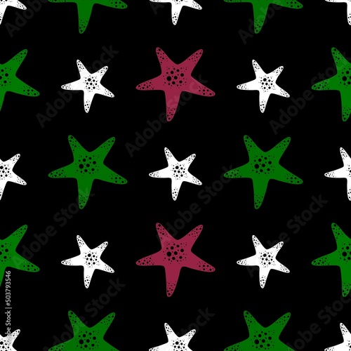 Summer seamless sea star pattern for fabrics and textiles and packaging and linens and kids and wrapping paper