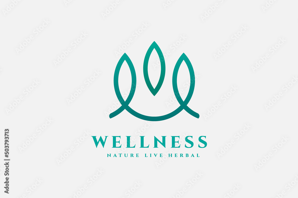 Abstract Wellness Logo. green Linear Style Leaf on White Background. Usable for Nature, Cosmetics, Healthcare and Beauty Logos. Flat Vector Logo Design Template Element. Abstract Wellness Logo. green Linear Style Leaf on White Background. Usable for Nature, Cosmetics, Healthcare and Beauty Logos. Flat Vector Logo Design Template Element.
