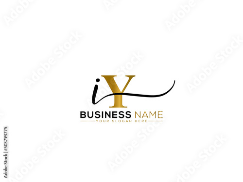 Minimalist IY Logo Icon, Signature Iy yi Letter Logo Design For Your Brand photo