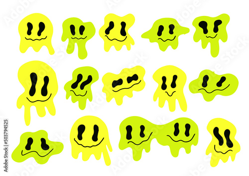 Cool Drippy distorted Smile set. Acid Trip 