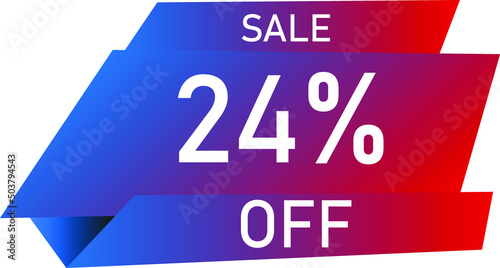 Sale tag 24% off, banner design template, geometric shape, vector illustration