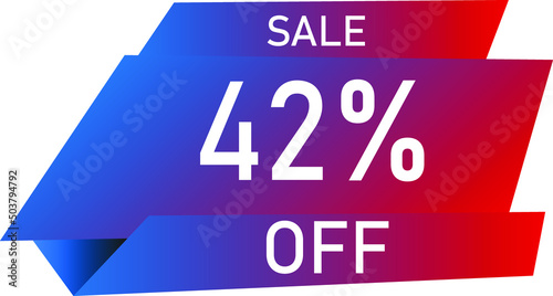 Sale tag 42% off, banner design template, geometric shape, vector illustration