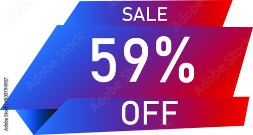 Sale tag 59% off, banner design template, geometric shape, vector illustration