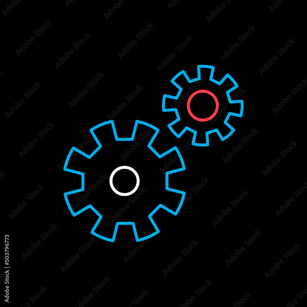 Gear vector icon isolated on the black Gear vector icon isolated on the black