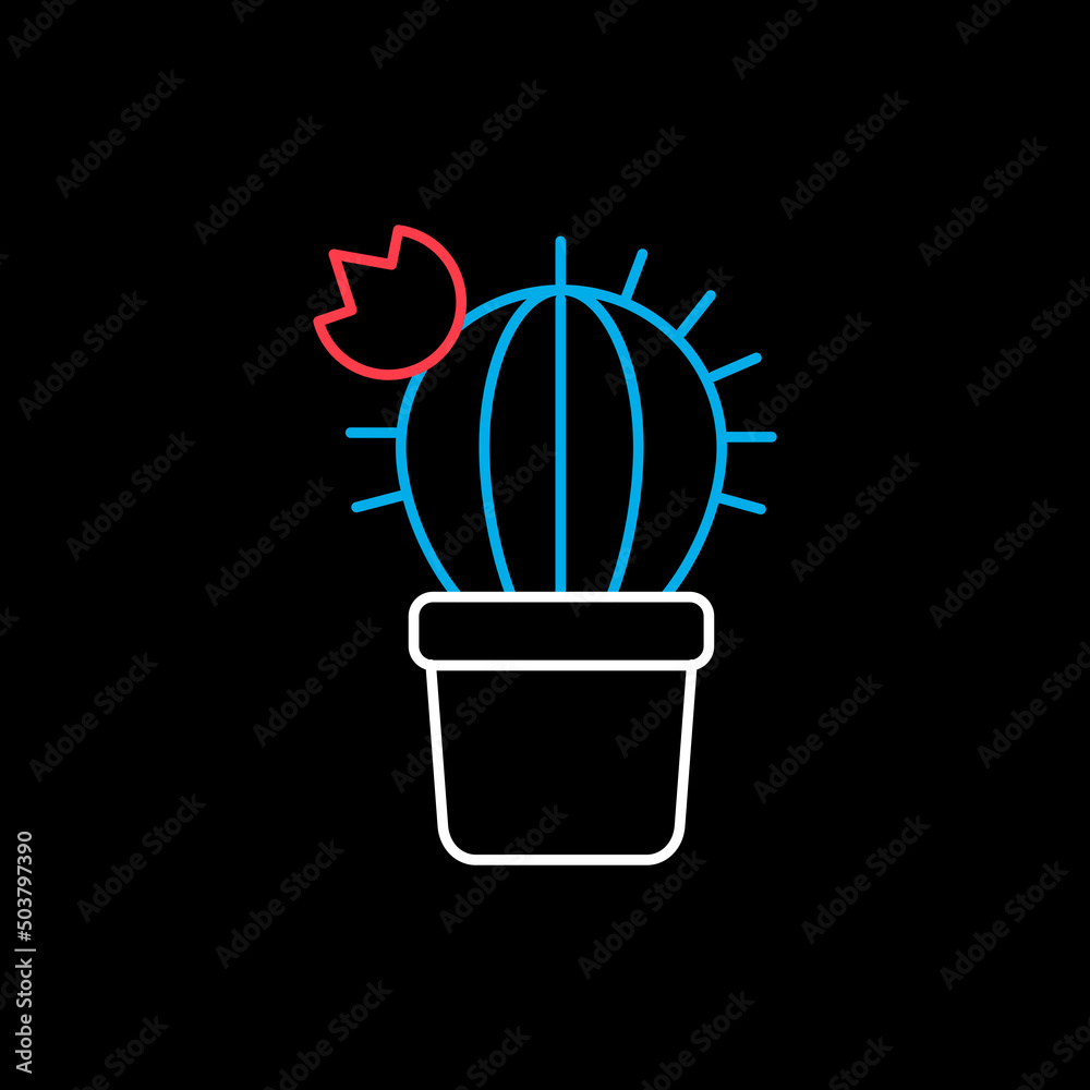 Cactus vector icon isolated on the black Cactus vector icon isolated on the black