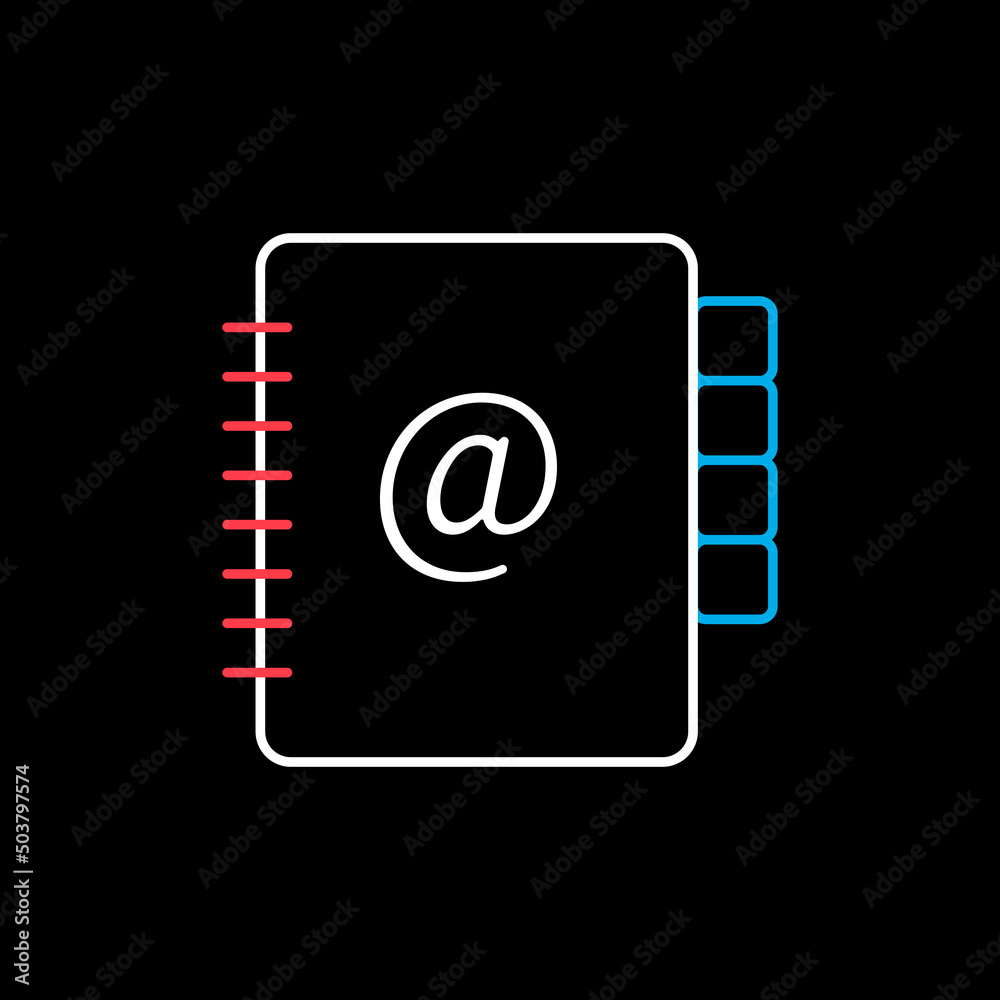 Address Book vector icon isolated on the black Address Book vector icon isolated on the black