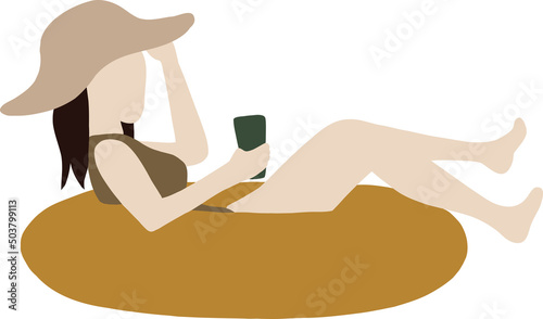 A girl on a yellow inflatable circle floats with a glass in her hand