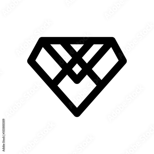 Diamond icon. Black contour linear silhouette. Front side view. Vector simple flat graphic illustration. Isolated object on a white background. Isolate.